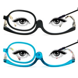 MMOWW 2 Pairs Makeup Reading Glasses for Women Magnifying Flip Down Cosmetic Readers +1.0