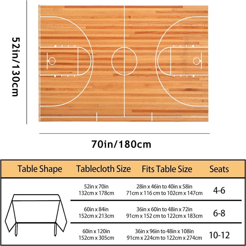 Basketball Court Decorative Rectangle Tablecloth Parquet Indoor Court Polyester Table