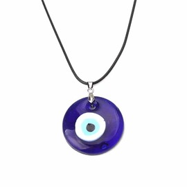 Evil Eye Necklace Evil Eye Bead Bracelet Set Evil Eye Pendant Necklace Glass Leather Rope Chain Turkish Protact Lucky Necklace for Women Men-One Pce