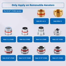 iFealClear iFealClear 18 PCS Brass Faucet Adapter Kit, Sink Aerator Adapters with 4 Pcs Aerator Key Removal Wrench Tools, Male Female Kitchen Sink Faucet Adapters for Water Filter, Garden Hose, Faucet Diverter