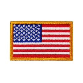 American Flag Patch Embroidered Tactical Morale Military USA Flag Hook and Loop Patches for Hats,Backpacks, Vest,Jackets,Military Uniforms(Gold Border)