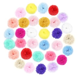 HAD MARKETING SOLUTIONS PRIVATE LIMITED II Fur Hair Scrunchies Rabbit Furry Hair Ties Elastic Hair Bobbles Fluffy Ponytail Holder Pompom Ball Scrunchie Hair Band for Women Girls Hair Accessories.