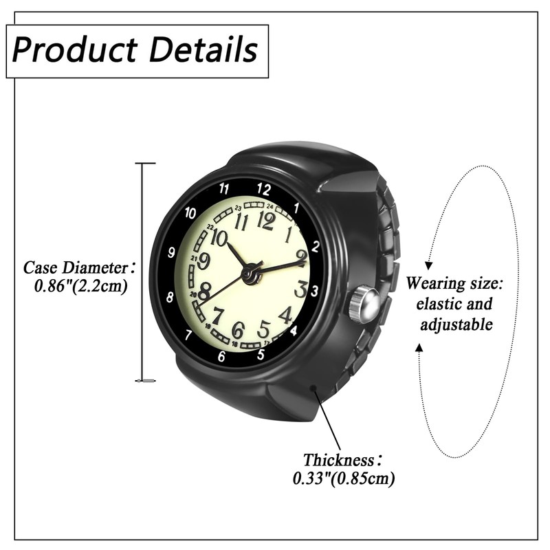 Lancardo Stretch Band Finger Watch: 24 Hour Dial Quartz Elastic