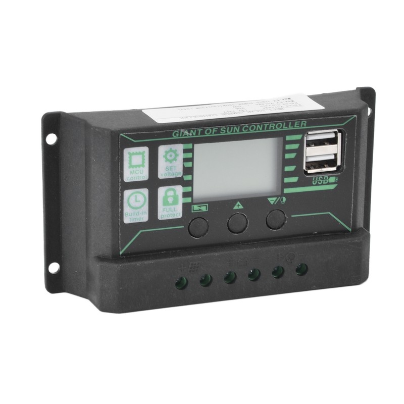 Solar Charge Discharge Controller Adjustable LCD Display PWM Dual USB