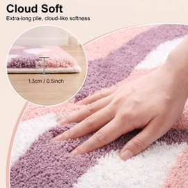 BLESWIN Microfibre Bathroom Mat Absorbent Bathroom Carpet 40x60cm Pink