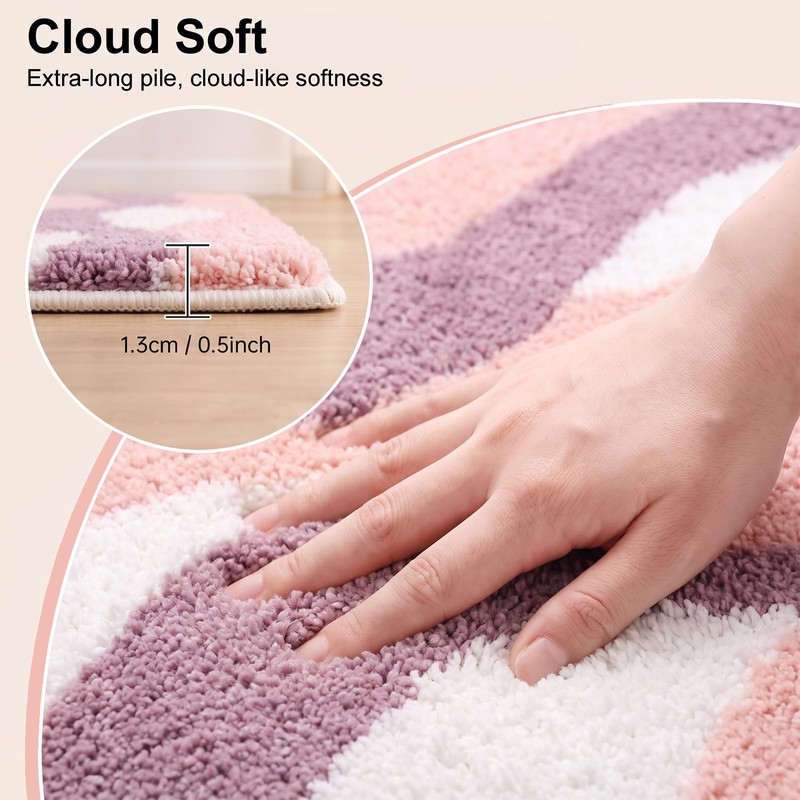 BLESWIN Microfibre Bathroom Mat Absorbent Bathroom Carpet 40x60cm Pink