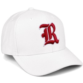 Daxton Premium Mid Profile Hat Semi Curved Visor White Cap White Red Gothic Embroidered, Letter R