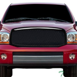 Glossy Black Mesh Front Hood Bumper Grill Grille Guard ABS Compatible With 06-08 Dodge Ram 1500/06-09 2500 3500