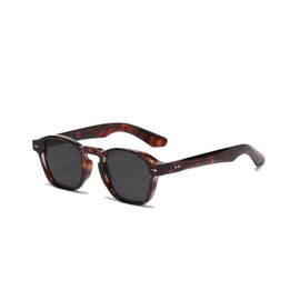 WDZAYXC Round Sunglasses with Thick Frame, Classic Round Sunglasses for Men and Women, UV400 Protection, Leopard Print / Black