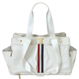 MISO PUP Shell Tote (Shell Tote ONLY for USE with Base PET Carrier, Stripe Canvas - White/RED White Blue)