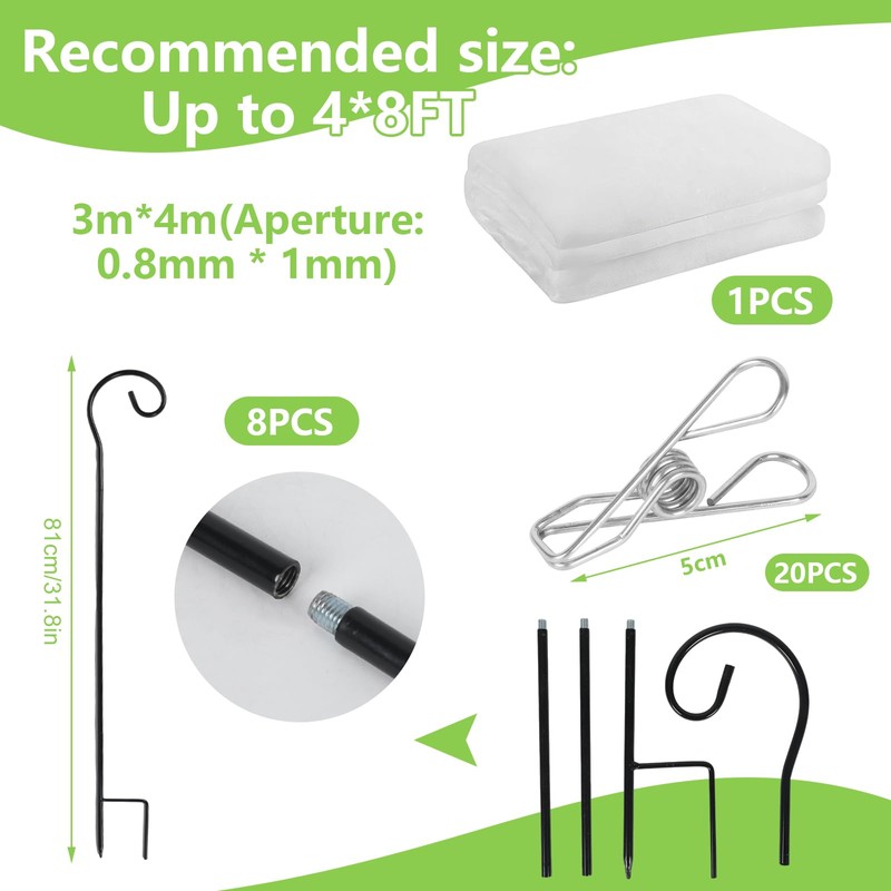 Reaeng Garden Netting Kit for Raised Beds, 10 x 13