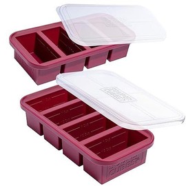 Souper Cubes 1 Cup Meal Prep Silicone Freezer Molds With Lids, 2 Pack, Freeze Food in Perfect Portions, Perfect for Soup, Leftovers, Bariatric Meal Prep and More, Kitchen Must Have - color: Cranberry, size: 2-Pack