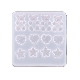 Unahtinr for Creative Hairpin Resin Molds Cartoon Bear Star Heart Shaped Epoxy Mold DIY C
