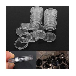Xiaolanwelc@ 100Pcs/Set 32mm Clear Coin Capsules Case Coins Holders Specie Container Storage Boxes Organizer Collectibles (32 mm)