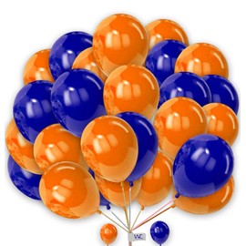Plain Round Balloons 5 Inch Navy-Blue and Orange Combo Balloons for Birthday Decorations Pack of 25 Latex Balloons for Kids Party Baby Shower Engagement Wedding Party.