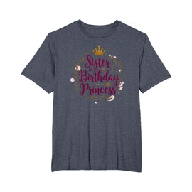 Sister of The Birthday Princess Regal Celebration Gift T-Shirt, Men's Big and Tall, Heather Blue