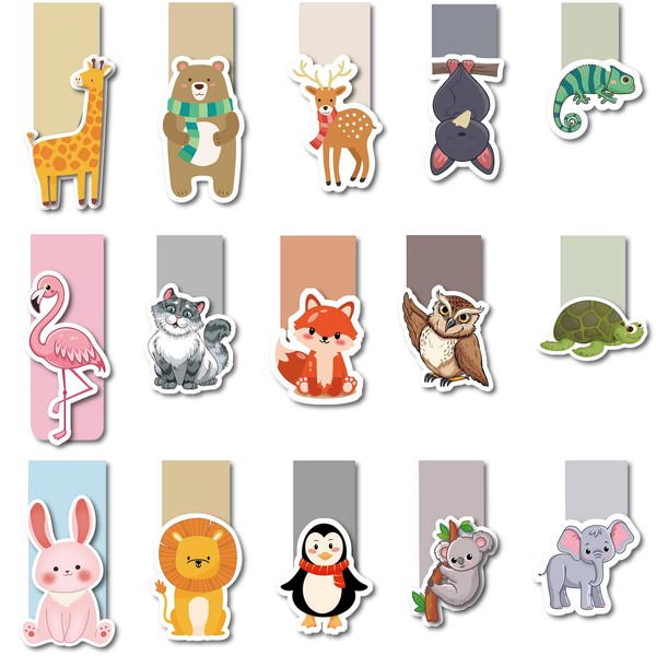 Magnetic Bookmarks, Pack of 36 Magnetic Bookmarks, Cute Animals Magnetic Bookmarks, Children, Magnetic Page Markers for Students, Boys, Girls, Book Lovers, Reading Accessories