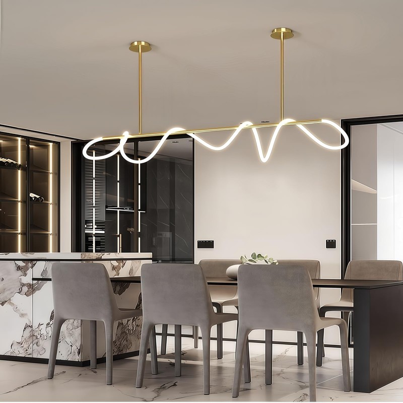 FBFC Modern LED Linear Pendant Light, DIY 59 inch Gold
