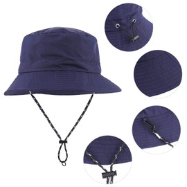 Sombrero de sol para hombres y mujeres, ala ancha UPF 50+, sombrero de pesca y cubeta, impermeable, plegable, para playa, senderismo, camping, safari, Azul marino, Talla única