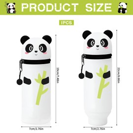 HIQE-FL Kawaii Pencil Case, Pencil Case Zip, Pencil Case Panda, Stand Up Pencil Case, 2-in-1 Pencil Case, Cute Panda, for School Office Supplies, Panda Hugging Bamboo, pencil case