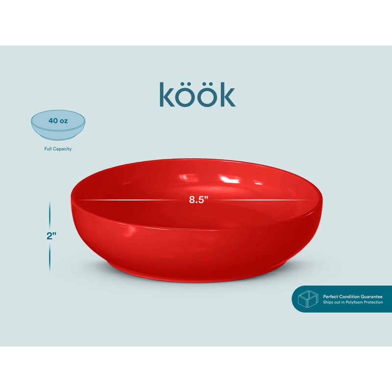 KooK Pasta Bowl, Salad Bowls, Soup, Serving Bowls, Ceramic, Large