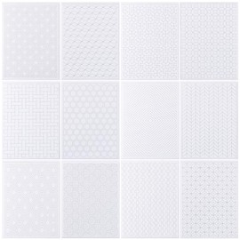FREEBLOSS 12Pcs Sashiko Water Soluble Embroidery Transfer Patterns Hand Sewing Stabilizers with Geometry Pattern Stick and Stitch Embroidery Paper Patterns Sashiko Templates for Sewing Lover