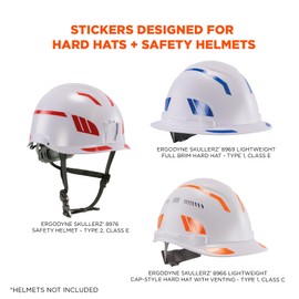Ergodyne Skullerz 8961 Reflective Hard Hat Stickers, Safety Helmet Strips, Hard Hat Accessories Adhesive Sticker Decal Kit