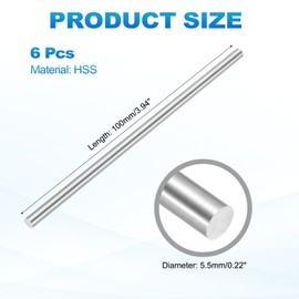 MECCANIXITY 6 Pcs Round Steel Rod 5.5mm Diameter HSS Lathe Bar Stock Tool 100mm Long for Shaft Gear Drill Lathes Boring Machine Turning Miniature Axle Cylindrical Pin DIY Craft Tool