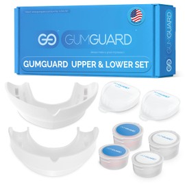 GumGuard Denture Mouthguard Soft, Customizable Fit for Upper & Lower Arches, Relief for Grinding & Clenching - Ideal for Denture Wearers & Implant Patients Upper and Lower White Set