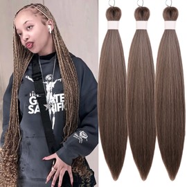 Dark Brown Blonde Braiding Hair Pre Stretched Color 4/30/613 Prestretched Hypoallergenic Braiding Hair Extensions Synthetic Knotless Box Braids Itch Free Yaki Texture 26 Inch (3 Packs)