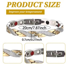 JUGUTA Edelstahl Schmuck Stahl Titan Magnetarmband Damen Magnetarmband Magnetisches Armreif Für Männer Frauen (Silber+Gold)