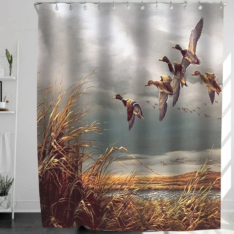 Abaysto Hunting Flying Wild Ducks Shower Curtain,Bath Curtains Bathroom Decor