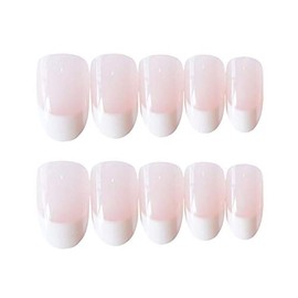 24pcs/set False Nail French Tips with Glue Design Oval Head Fake Nails Full Cover Press On Nails for Women Artificial Fingernails Art Tips Stick On Nails