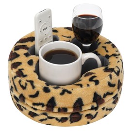 G GOOD GAIN Couch Cup Holder Pillow, Cute Sofa Drink Cup Holder Cozy Buddy | Desk Organizer for Mugs, Snacks, Phone, Makeup | Bed Caddy Tray for Car, Park, Beach, Picnic, Boat, RV, Table (Cheetah)