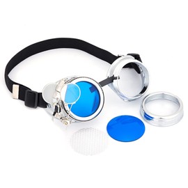 Steampunk Goggles Victorian Style Rave Glasses?with Double Ocular Loupe Vintage Welding Cosplay Glasses