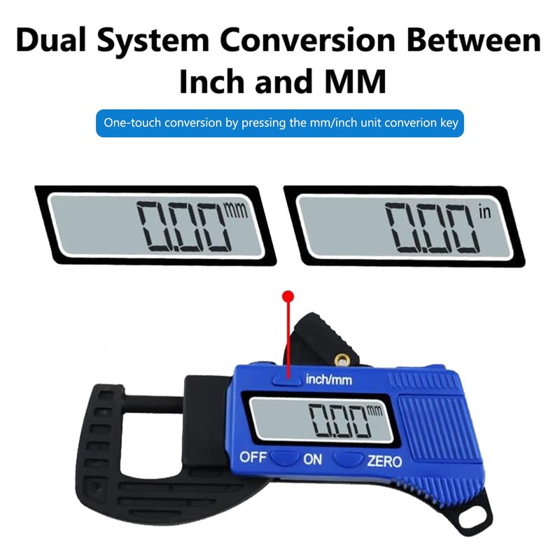 Bestgle Portable Thickness Gauges, 0-12mm Digital Thickness Caliper Micrometer Thickness