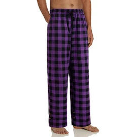 Alimens & Gentle Mens Heavyweight Flannel Plaid Pajama Pants 100% Cotton Sleep Lounge Pant Purple Small