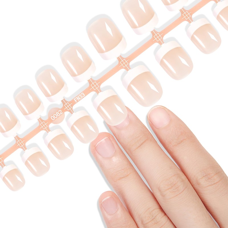 French Gel Nail Tips 120Pcs Short Square no-coat Acrylic Tips