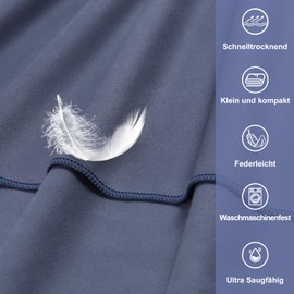 Pameil Fitness Towel, 120 x 50 cm, Gym Microfibre Towel with Zip Pocket, Compact and Quick Drying, Sports Towel, Gym (Navy Blue)