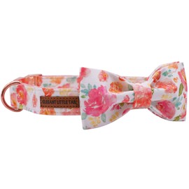ELEGANT LITTLE TAIL Dog Collar, Durable Dog Collar with Bow Cotton with Webbing Girl Boy Bowtie Dog Collar Pet Collar Adjustable Dog Collars for Small Medium Large Dogs