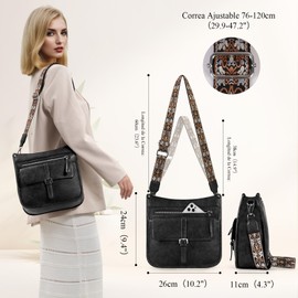 Bolsa de Mujer Impermeable Bolsa Crossbody de Cuero de Moda Bolso Cruzados para Mujer con Correa Ajustable Bolsa Bandolera para Mujer para Casual, Cita, Compras, Regalos, Negro