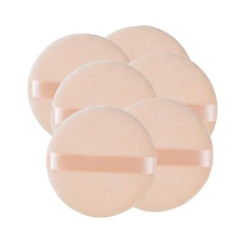 6 Pcs 48 mm Velvet Rounded Satin Band Band Soft Makeup Cosmetic Sponge Loose Powder Puff White