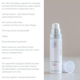 WELLMAXX Skineffect Day Fluid, Vegan Day Cream with Hyaluronic & Vitamin C, Light UVA/UVB Protection, Dermatologically Tested, Collagen Peptide, Squalane, Light Texture, for All Skin Types, 50 ml