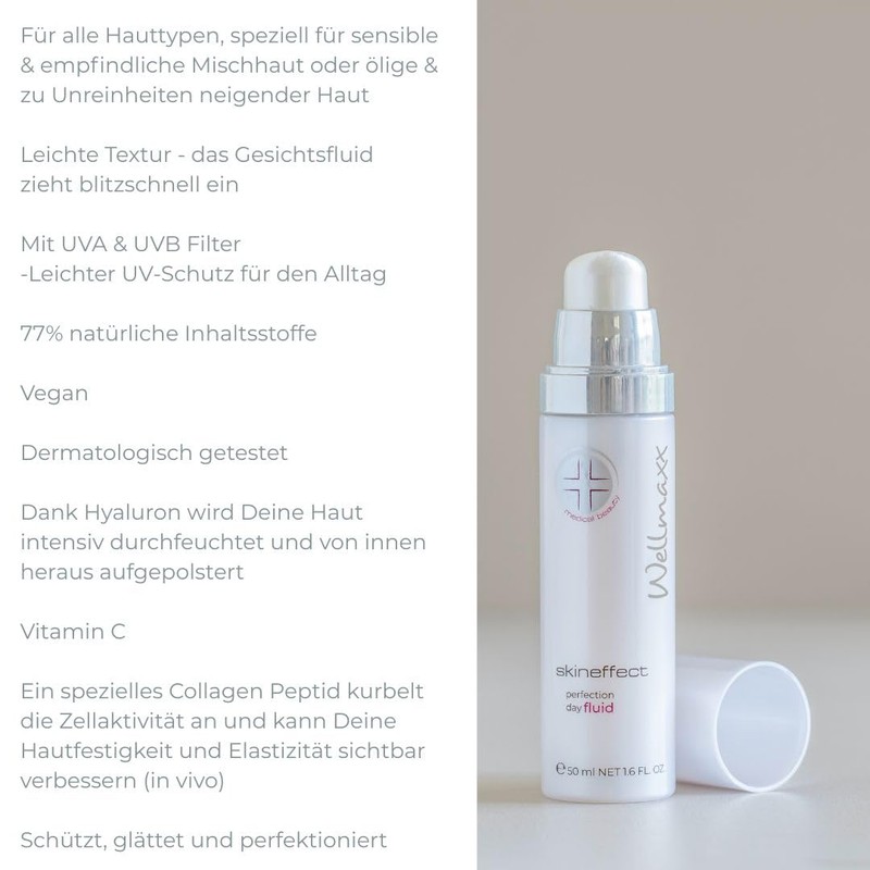 WELLMAXX Skineffect Day Fluid, Vegan Day Cream with Hyaluronic &