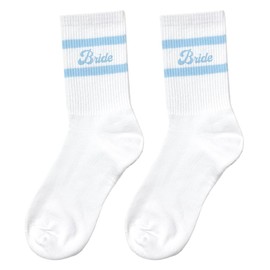 Luvfamday Bride Socks, White Blue Bride To Be Something Blue Gift Bachelorette Party Wedding Socks Bridal Footwear Gift