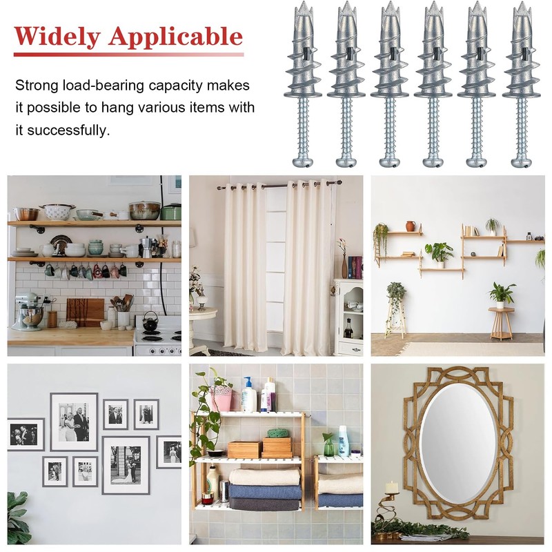 Plasterboard Dowels Metal Rigypsum Wall Plugs 40 Pieces with Screws