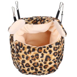 Hamster Bed, Thickened Winter Warm Sleeping Bed Nest for Sugar Sailplane Hamster Gerbil Rat Mouse Squirrel (Leopard) Small Animal Beds