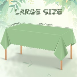 Ohkishly 3 Pack Plastic Sage Green Tablecloths for Rectangle Tables,Disposable Scalloped Edge Table Cloth Waterproof Sage Green Table Cover for Birthday Bridal Wedding Baby Shower, 54 X 108Inch