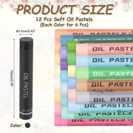 sourcing map Soft Oil Pastels, Oil Pastel Crayons Vibrant Color Blendable Art Supplies for Painting Drawing Blending Painting Artists Beginners Professional(White Black, Pack of 12)