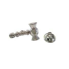 Kiola Designs Silver Toned Gavel Law Lapel Pin